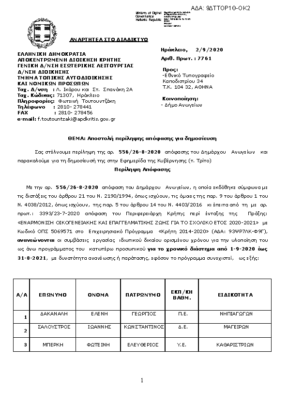 Πρώτη σελίδα του εγγράφου