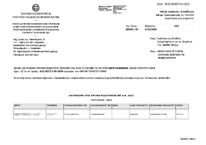 Πρώτη σελίδα του εγγράφου