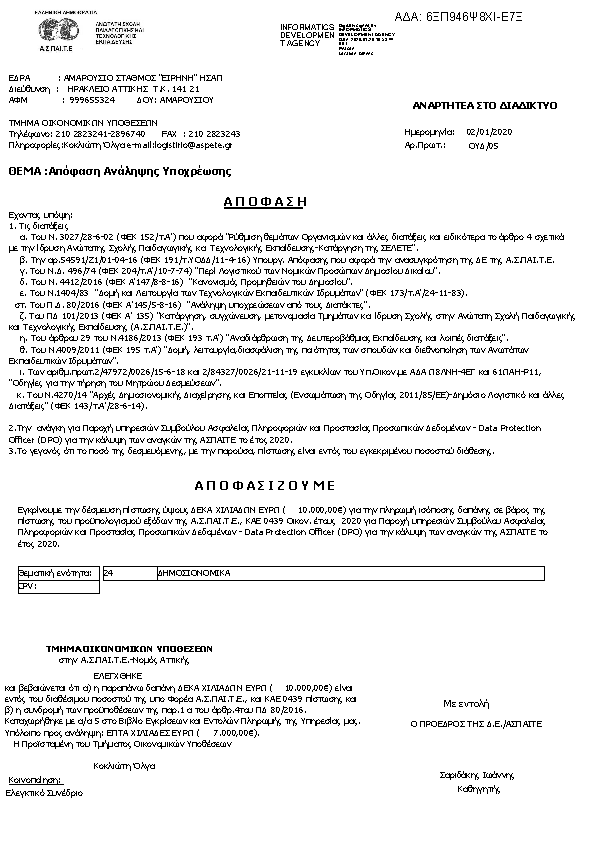 Πρώτη σελίδα του εγγράφου