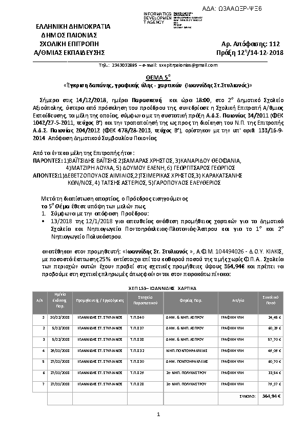 Πρώτη σελίδα του εγγράφου