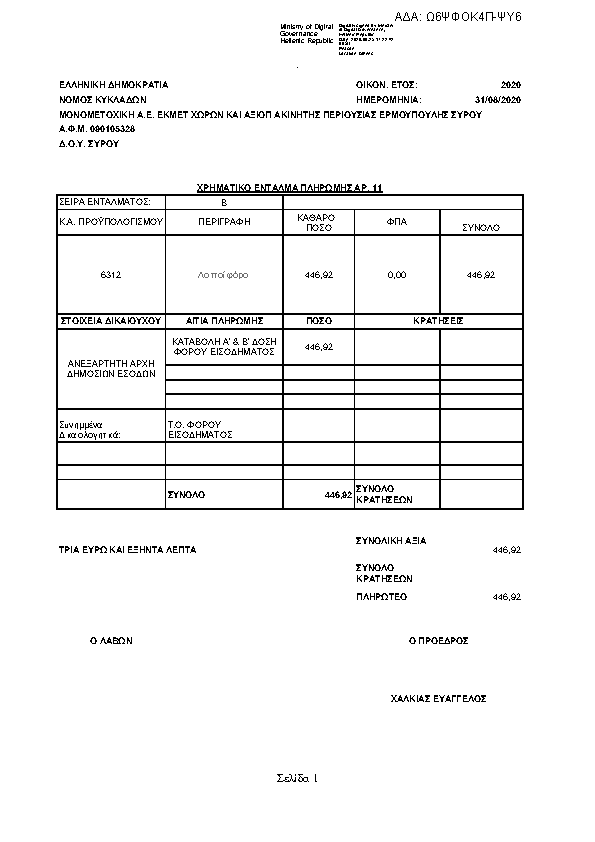 Πρώτη σελίδα του εγγράφου