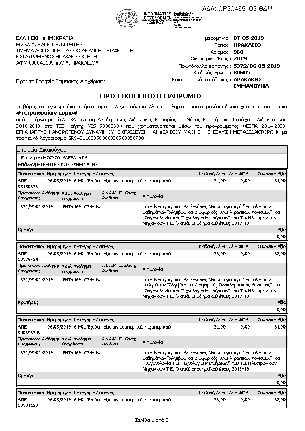 Πρώτη σελίδα του εγγράφου