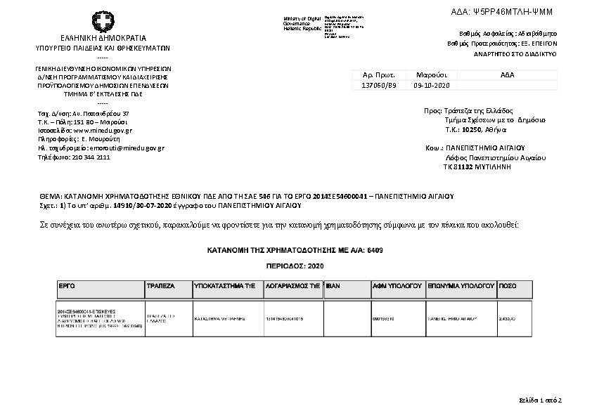 Πρώτη σελίδα του εγγράφου