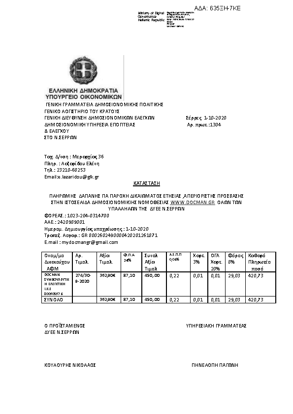 Πρώτη σελίδα του εγγράφου