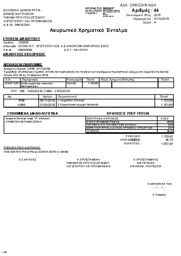 Πρώτη σελίδα του εγγράφου