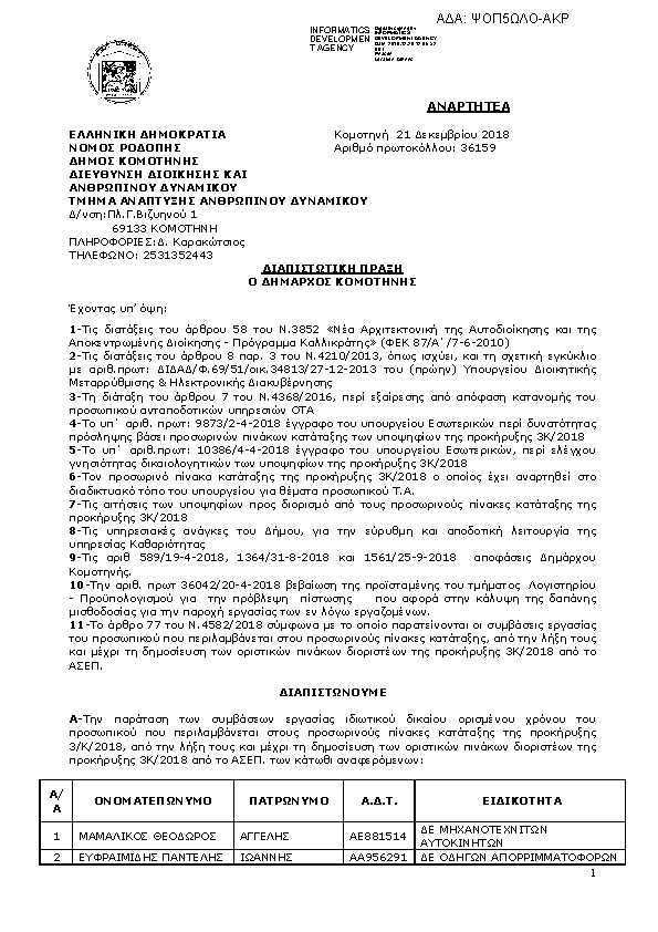 Πρώτη σελίδα του εγγράφου