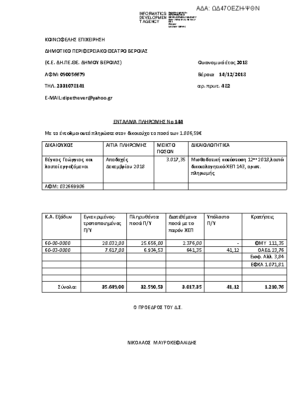 Πρώτη σελίδα του εγγράφου