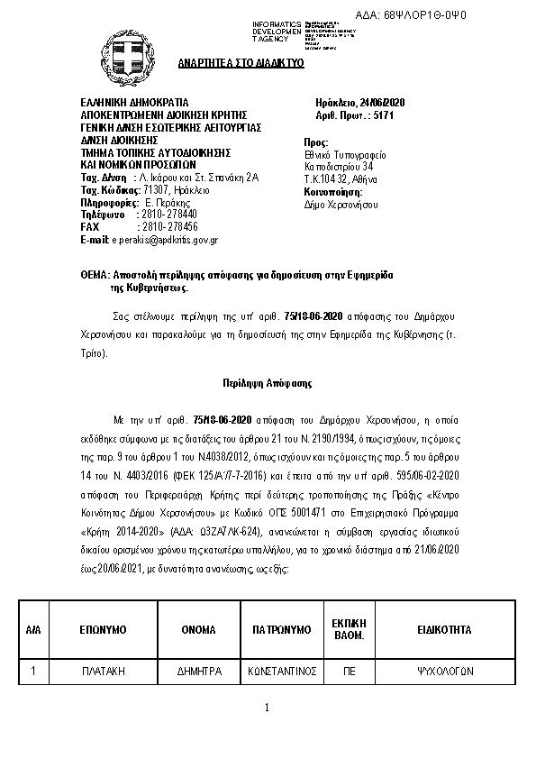 Πρώτη σελίδα του εγγράφου