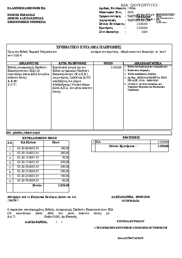 Πρώτη σελίδα του εγγράφου