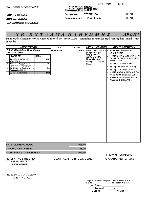 Πρώτη σελίδα του εγγράφου