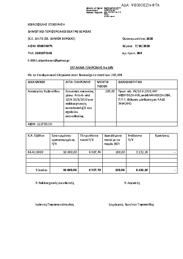 Πρώτη σελίδα του εγγράφου